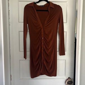 Collard Long Sleeve Button-up Dress